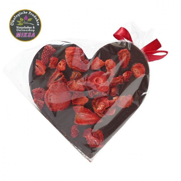 Santini Zartbitterschokolade in Herzform mit Xylitol und Erdbeere 80g